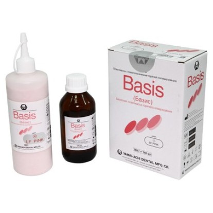 Базис Basis - базисная пластмасса горяч. отвер-ия, роз. с прожилками (300г+140мл) Yamahachi / Япония