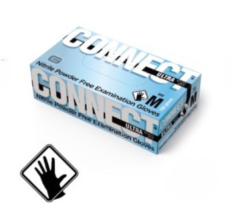 Перчатки CONNECT  ULTRA nitrile (L) - нитриловые, текстурированные (50пар), TOP GLOVE / Малайзия