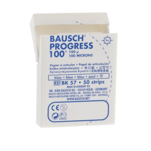 Артикуляционная бумага Bausch BK 57 - прямая, синяя (100мкм, 50шт), Bausch / Германия